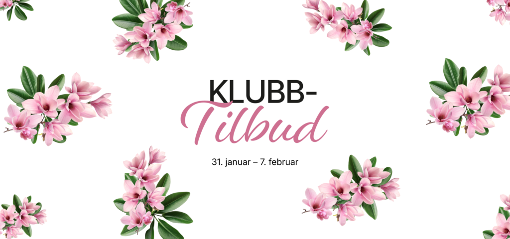 Klubbtilbud 31. januar til 7. februar med rosa blomsterdekor